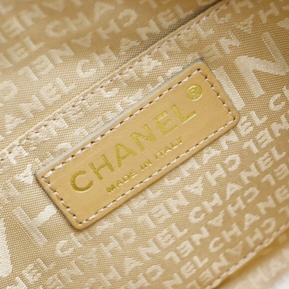 CHANEL CC Logo Chocolate Bar 2Way Hand Bag Leather Beige GHW Italy 11KB487 - Picture 10 of 14